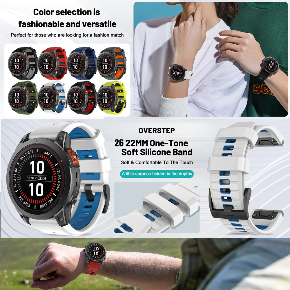 Correa QuickFit de 22mm y 26mm para reloj Garmin Instinct 3 2X, correa de silicona Fenix 8 E 7X 7 6X 6/Tactix 7 AMOLED/Enduro 3, correa de pulsera - imagen 2