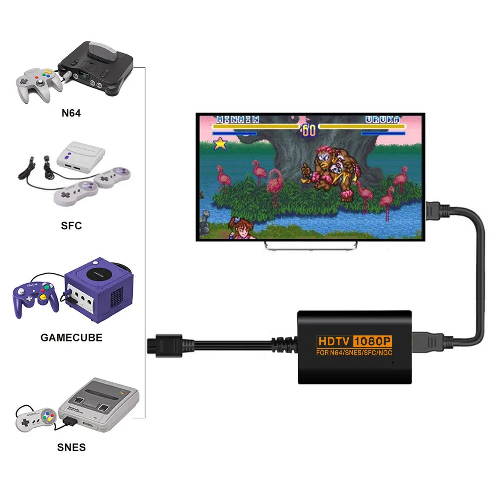 Adaptador de vídeo para consola de juegos Retro, convertidor compatible con HDMI de 1080P, soporte de conversión de señal PAL/NTSC para N64/SNES/SFC/NGC - imagen 3