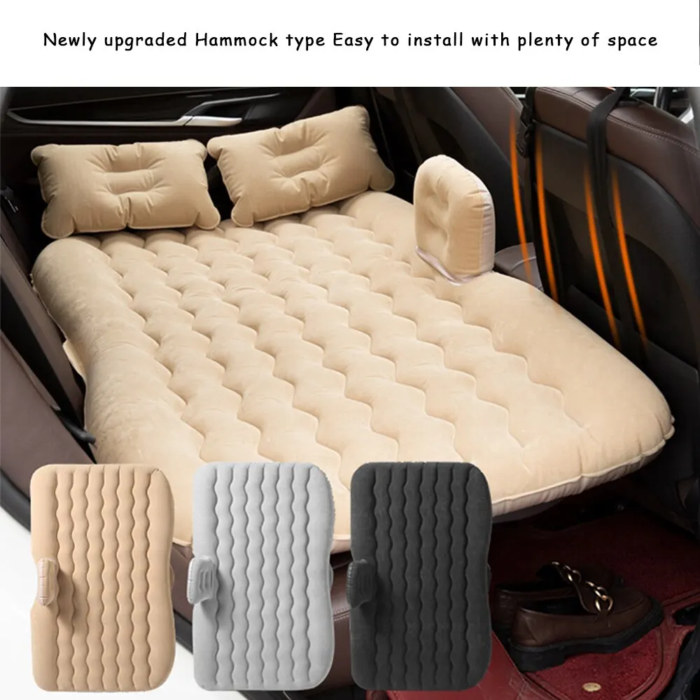 1 Juego de cama inflable Universal para viaje de coche, 80x130cm, asiento trasero de coche, colchón para maletero, cama de aire, almohada para viajes, Camping, salida familiar
