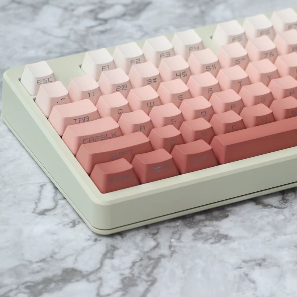 Keycaps PBT rosa gradiente retroiluminadas OEM GK61/68/87/104