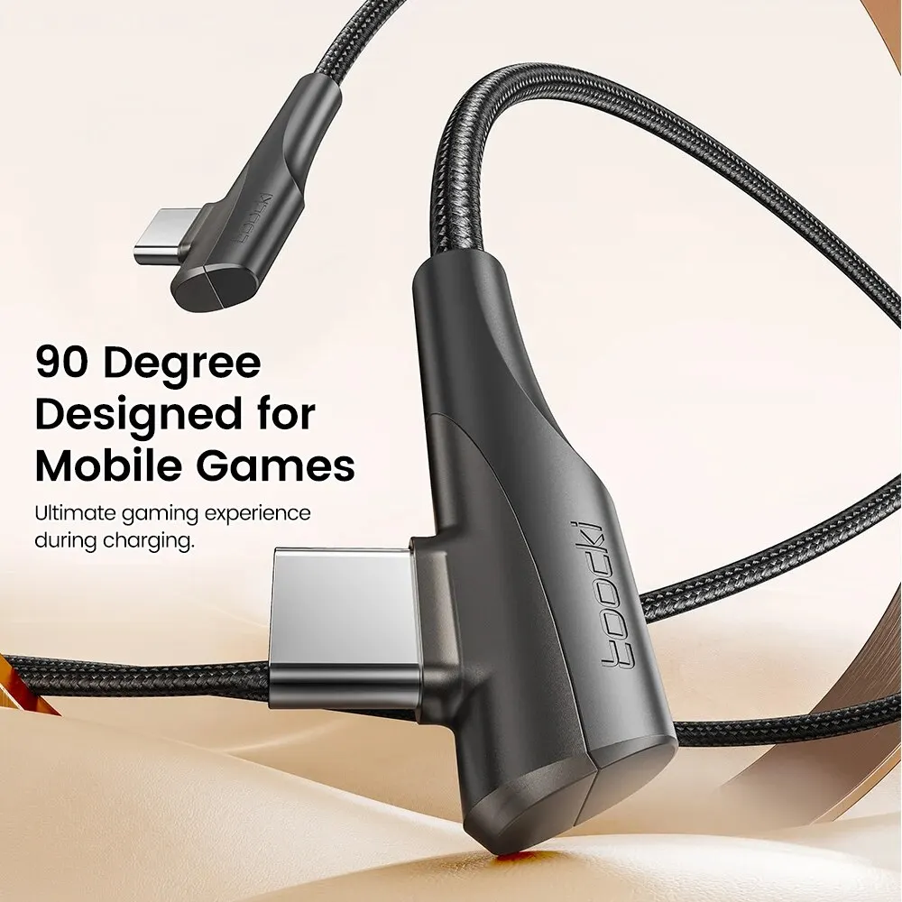 Toocki PD 60W 100W USB Type C Cable 90 Degree Dual Elbow Data Cord For iPhone 15 Xiaomi Samsung S23 Realme 5A Fast Charging Wire - imagen 3