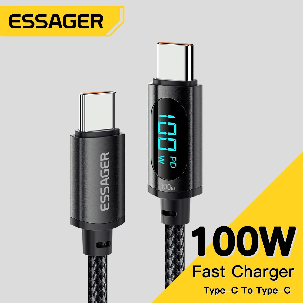 Essager PD 100W Cable USB tipo C a USB C 7A Cable de carga rápida para OPPO Realme Huawei Poco Samsung Cable de pantalla - imagen 2