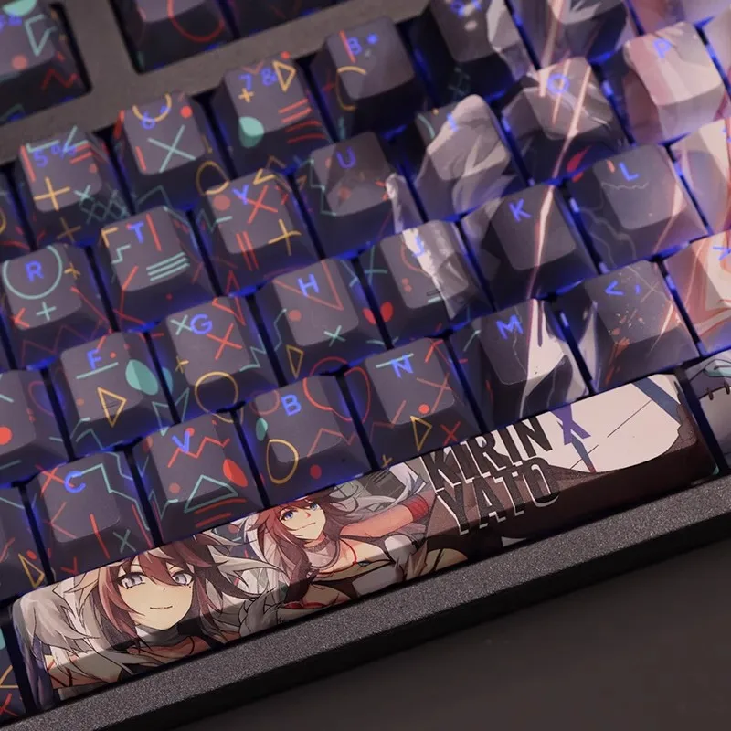 108 teclas/juego Arknights Kirin X Yato Keycap PBT teclas retroiluminadas dibujos animados Anime Gaming Key Caps para teclados ANSI 61 87 104 108 - imagen 3
