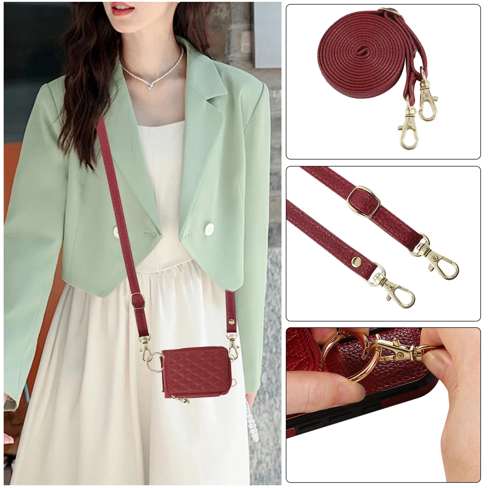 Bandolera con cremallera tarjetas Solt cartera Funda de cuero para Samsung Galaxy Z Flip 7 7FE 6 5 4 3 bolsa con cordón largo cubierta de soporte de anillo de rejilla - imagen 5