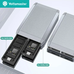 Yottamaster Caja Doble Bahía M.2 NVMe/SATA – USB-C 3.2 10Gbps Disco Externo