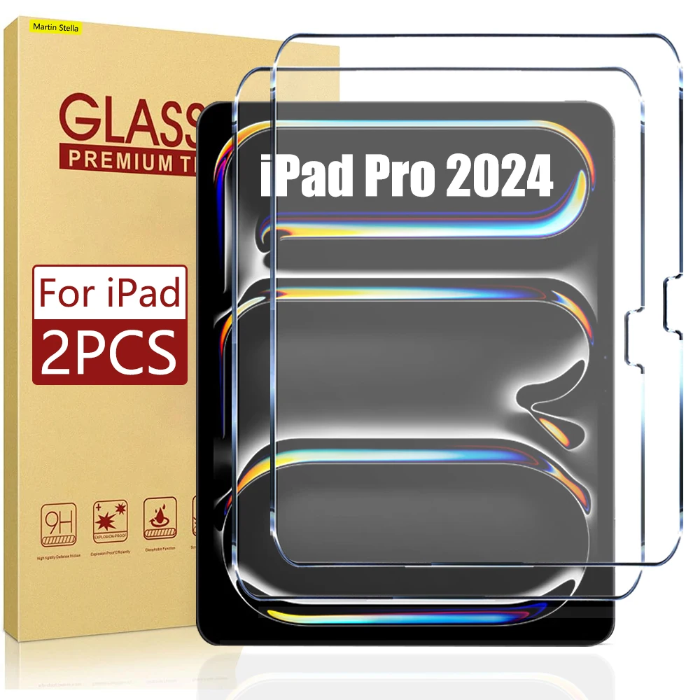2 uds Protector de pantalla de vidrio templado para ipad Pro 13 Air 11 2024 M4 M2 Air 5 4 11 2018-2022 película
