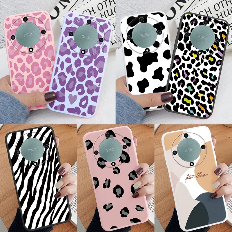 Para Honor X9a X9b X9c Magic5 6 7 Lite 5G Funda trasera con estampado de leopardo de moda Funda suave TPU a prueba de golpes carcasa con textura de mármol
