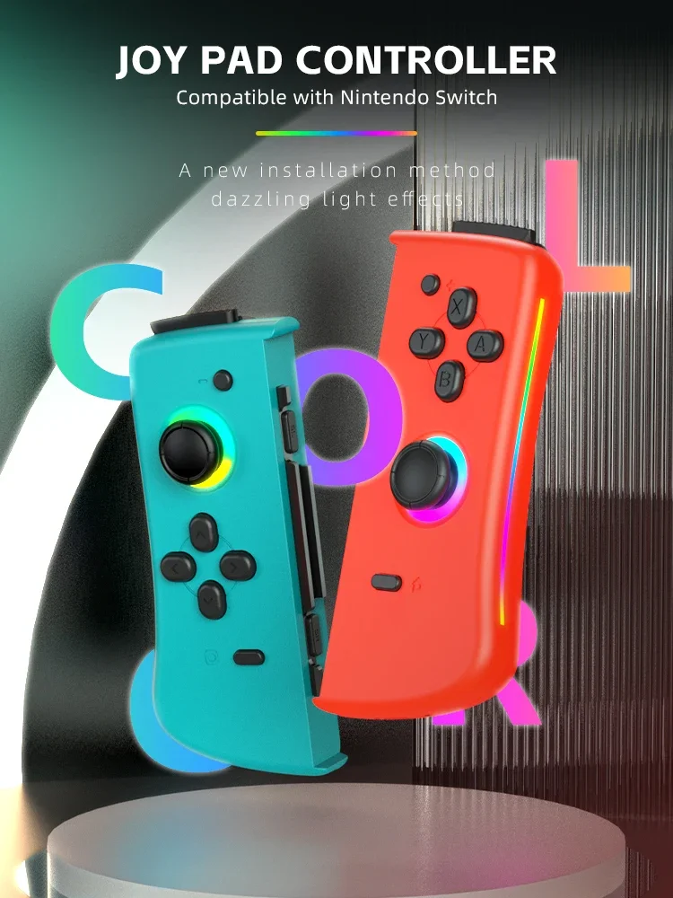 Data Frog BT 5,2 RGB LED Switch L/R JoyCon Gamepad para Nintendo Switch/Lite/Oled JoyCon Gamepads Joystick con doble vibración - imagen 4