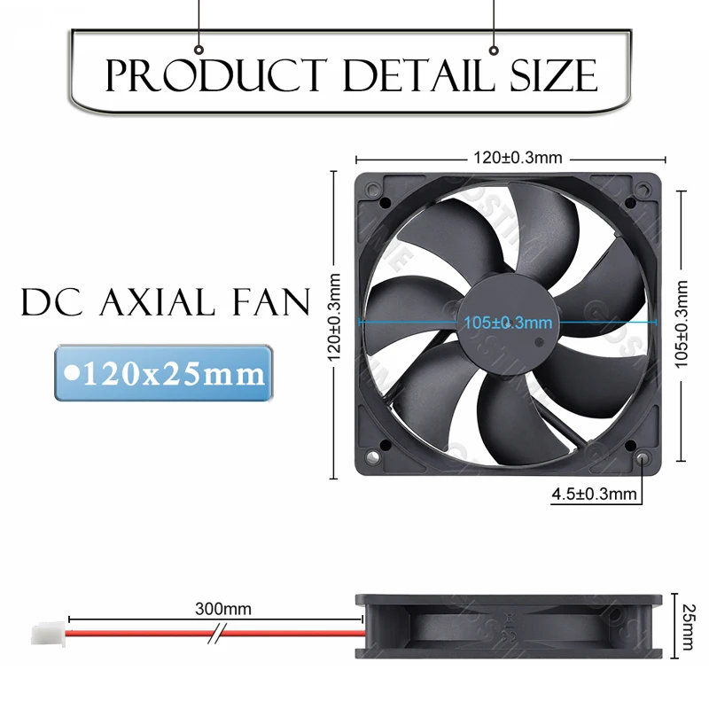 Gdstime-ventilador de 120MM, Enfriador de 24V, 12V, 5V, 120MM x 25MM, ventilador de refrigeración para carcasa de ordenador, ventilador USB de 12CM para ordenador portátil, GPU, CPU, gabinete de refrigeración - imagen 5