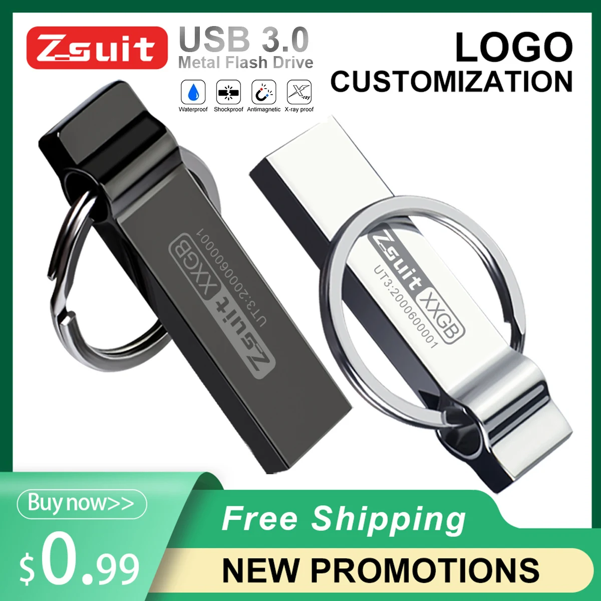 Zsuit Metal USB 3,0 PenDrive alta velocidad Flash Usb Memory Stick 32GB 64GB 128GB impermeable USB Flash Pen Drives U Disk - imagen 2
