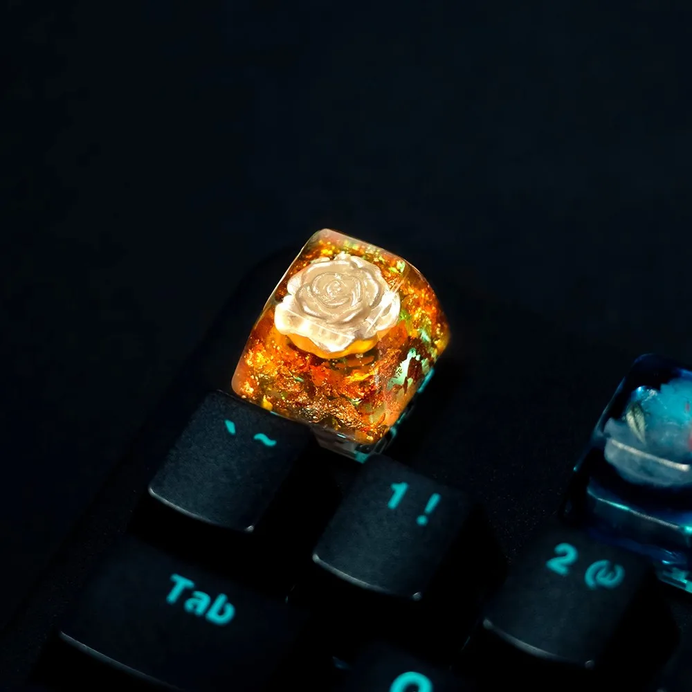 Keycap de resina Ice Rose/polar Bear/steampunk/pond Fish/koi/star Craftsman Keycap Cross Axis OEM Height Mechanical Keycap - imagen 5