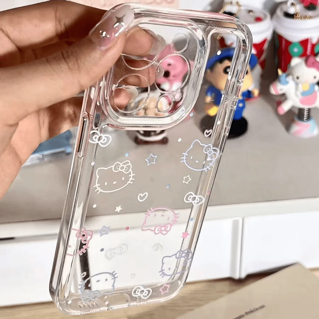 Funda de teléfono sencilla con diseño bonito de Hello Kittys para Samsung A16 A06 A55 A35 A25 A15 A05 A54 A34 A24 A14 A04 A13 A53 A33 transparente - imagen 3