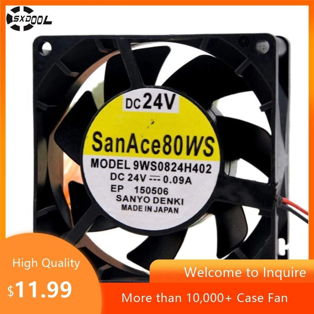1 Uds Sanyo 9WS0824H402 8cm 8025 24V 0.09A ventilador de doble bola impermeable ultrasilencioso