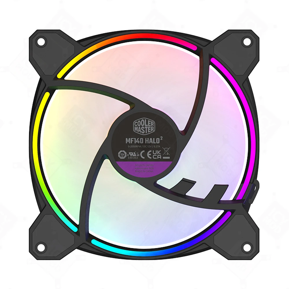 Cooler Master ARGB Ventilador con cubierta de luz PWM Ventilador de chasis Líquido Cooler Loop 14CM Negro/Blanco Ventilador de radiador Ventilador Chasis MF140 Halo - imagen 3