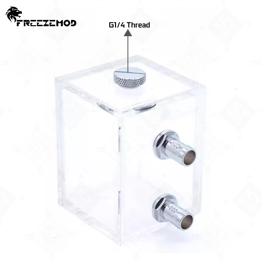 FREEZEMOD PMMA Mini tanque de agua cuadrado 5mm de espesor depósito totalmente transparente cuboide acrílico 200ML enfriador de agua PC MOM GQSX-T2T3 - imagen 4