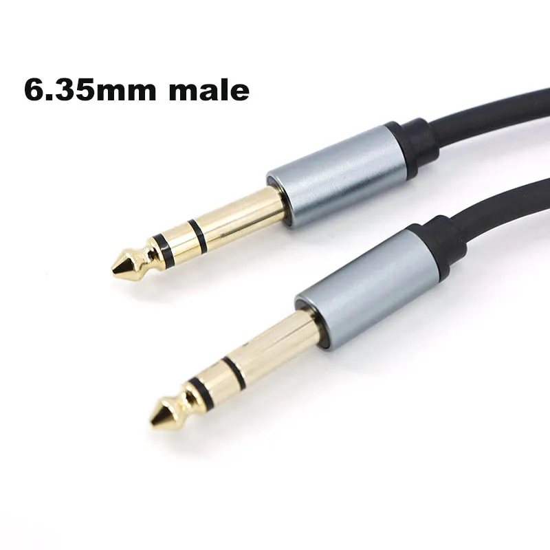 Placa dorada 6,5 6,35mm macho a 6,35 macho Audio estéreo equilibrado TRS 1/4 Cable amplificador de altavoz para teclado de guitarra doble canal h - imagen 2