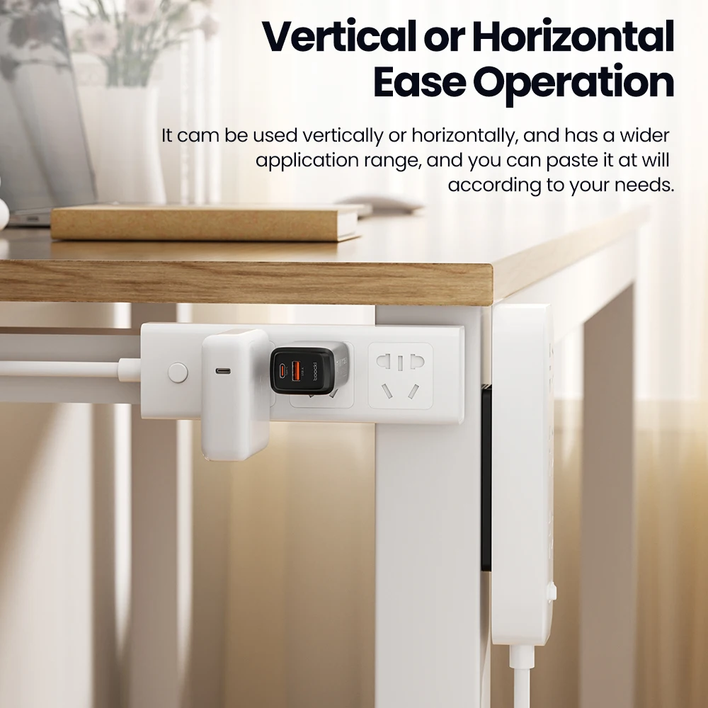 Toocki 1/3 Uds soporte para regleta colgante de pared soporte para regleta autoadhesivo Destop Cable organizador de cables - imagen 2