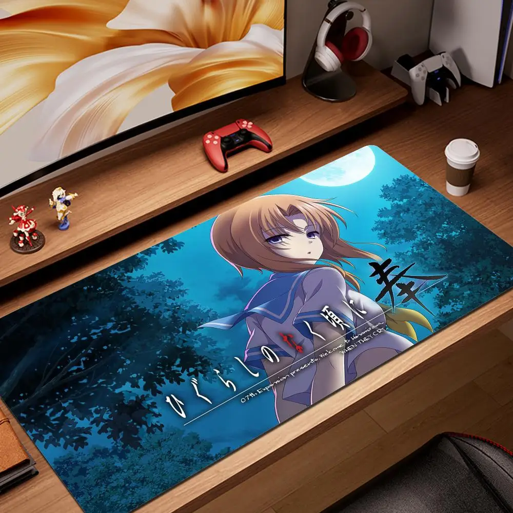 Alfombrilla de ratón de dibujos animados de Anime para ordenador portátil, alfombrilla de ratón para Pc, higurashi no naku koro ni, 900x400