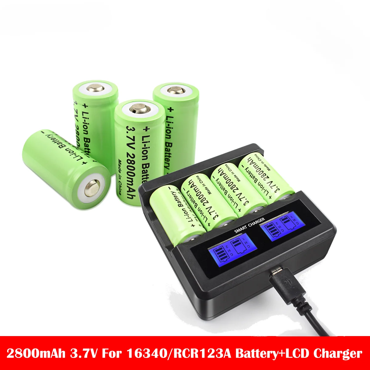 Baterías recargables CR123 para bolígrafo láser, célula de linterna LED, cámara de seguridad, 3,7 V, 2800mAh, batería de iones de litio 16340, CR123A - imagen 2