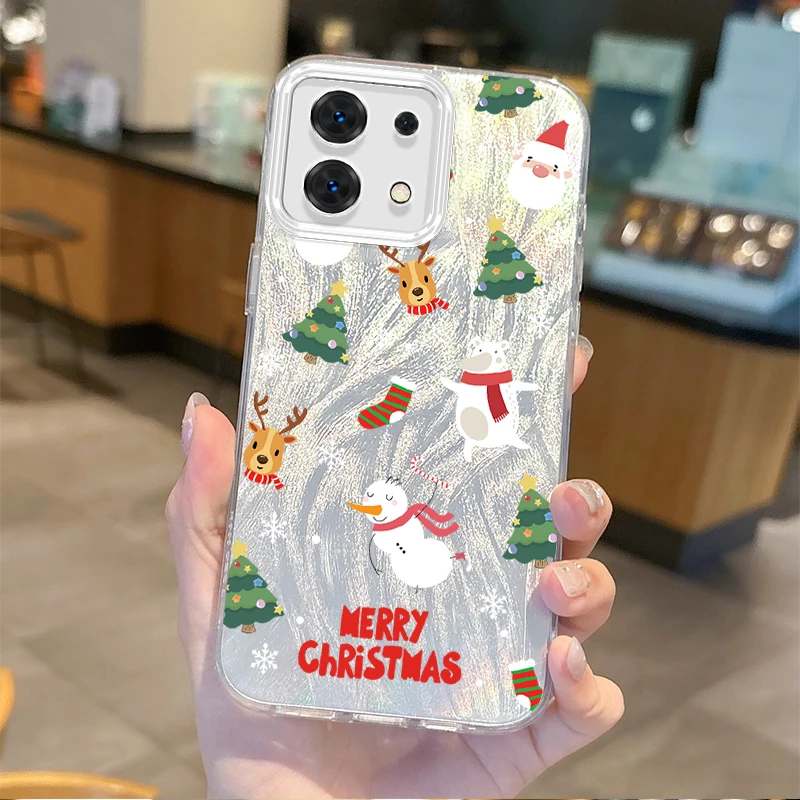 Funda de teléfono navideña con muñeco de nieve y alce de Papá Noel para Redmi Note13 12 11 10 9 Pro Plus 14C 13C 12C 10C 9C A2 A1, funda dura a prueba de golpes - imagen 3