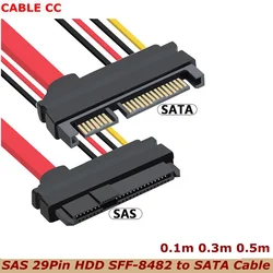 Adaptador SAS a SATA – SFF-8482 29pin a 22pin, cable ext. 0,1/0,5 m