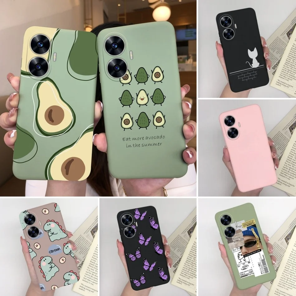 Fundas de teléfono para Oppo Realme C55 4G, cubierta protectora de silicona mate con etiqueta de moda para RealmeC55, Realme, C 55, RealmeC 55
