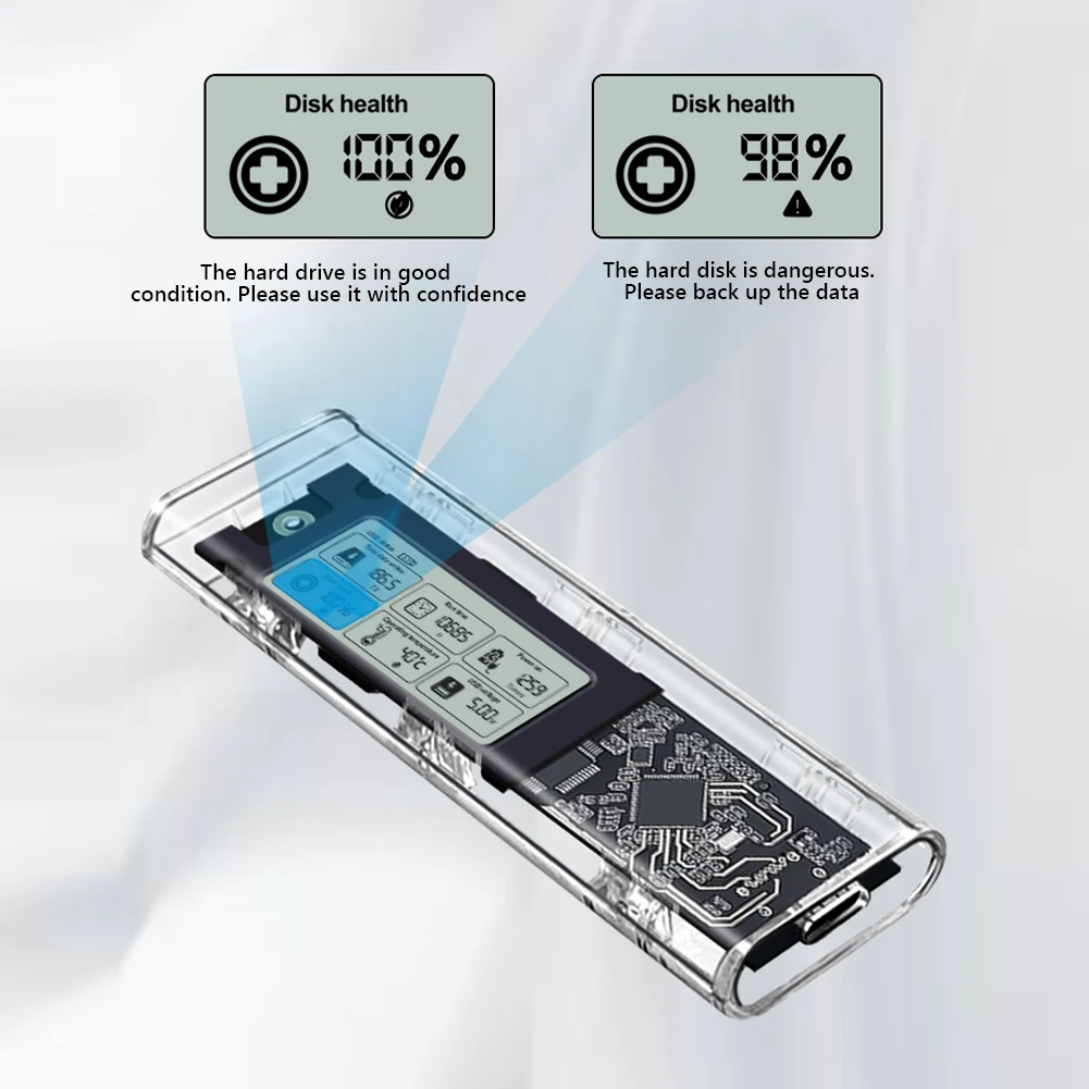 Caja de unidad de estado sólido de protocolo Dual M.2NVME/NGFF, caja de disco duro Typc3.2 de tránsito estable, caja de unidad con pantalla Digital SL-TN10-P-AC - imagen 4