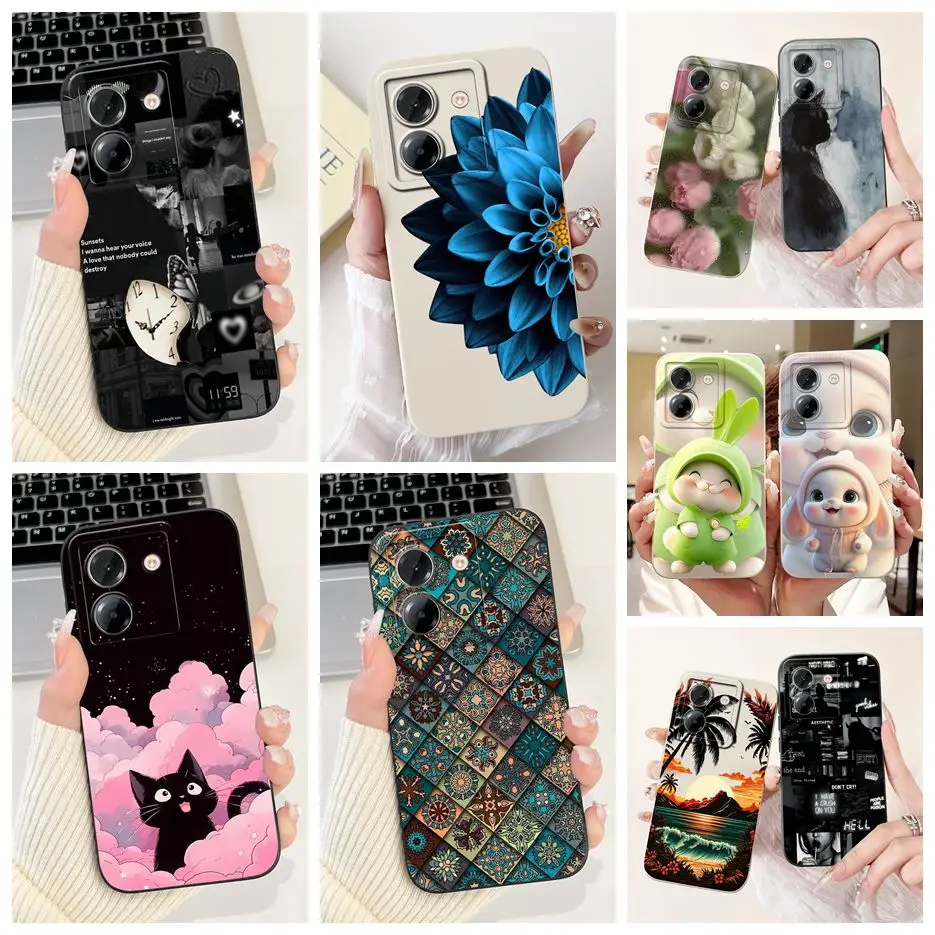 Para Xiaomi Poco M7 Pro 5G funda lindo gato moda caramelo pintado cubierta suave TPU fundas de teléfono para Xiaomi Poco M7 PocoM7 Pro 5G Fundas