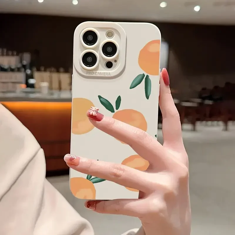 Funda gráfica de fruta naranja vibratoria para iPhone 11, 12, 13, 14, 15 Pro Max XS XR X 7 8 Plus SE 2020, funda de silicona Tpu suave a prueba de golpes - imagen 2