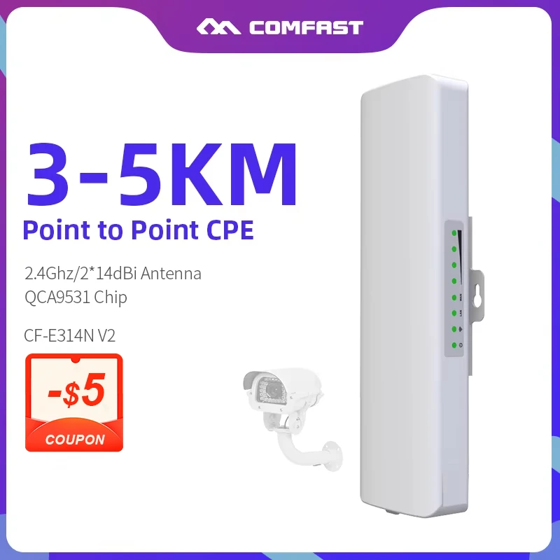 COMFAST CF-E314NV2 300Mbps 2,4 GHz Mini puente AP inalámbrico para exteriores WIFI CPE punto de acceso Dual 2*14dBi antena WI-FI Nanostation - imagen 2
