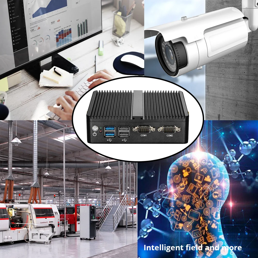 Mini PC Industrial sin ventilador, Intel Celeron J4125, Windows 10, 2xgigabit, Ethernet, 2x, RS232, DDR4, HDMI, VGA, WIFI, computadora 3G/4G - imagen 5
