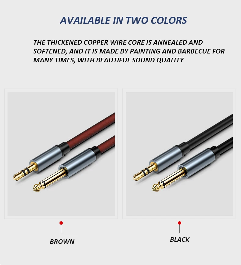 Cable adaptador UTHAI X545 de 3,5mm a 6,5mm, auxiliar AUX macho Mono conector estéreo audio para mezclar, amplificar, CD