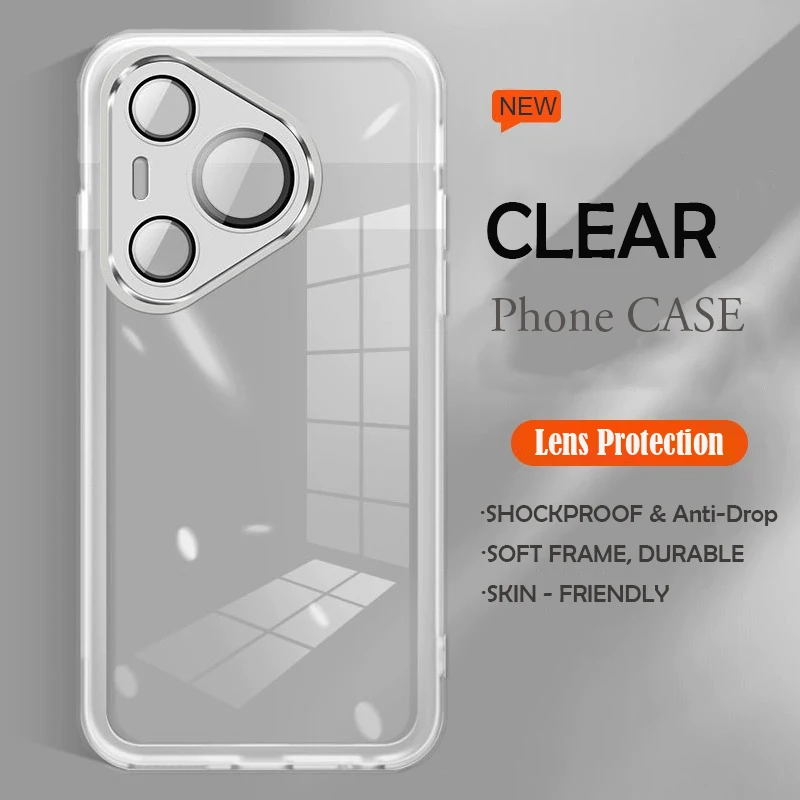 Funda transparente ultrafina para Huawei Puro 70 Pro + Puro 70 Ultra Puro70, protección de cámara de lente completa, cubierta trasera de teléfono