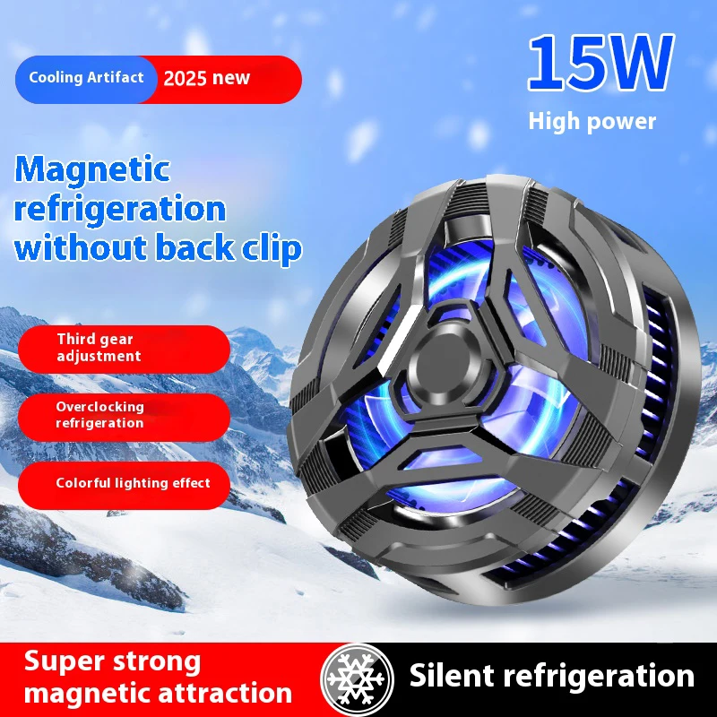 Disipador de calor para teléfono, accesorio magnético de refrigeración de alta eficiencia, ajuste de velocidad del viento ligero y silencioso para teléfonos, iPad, ordenadores