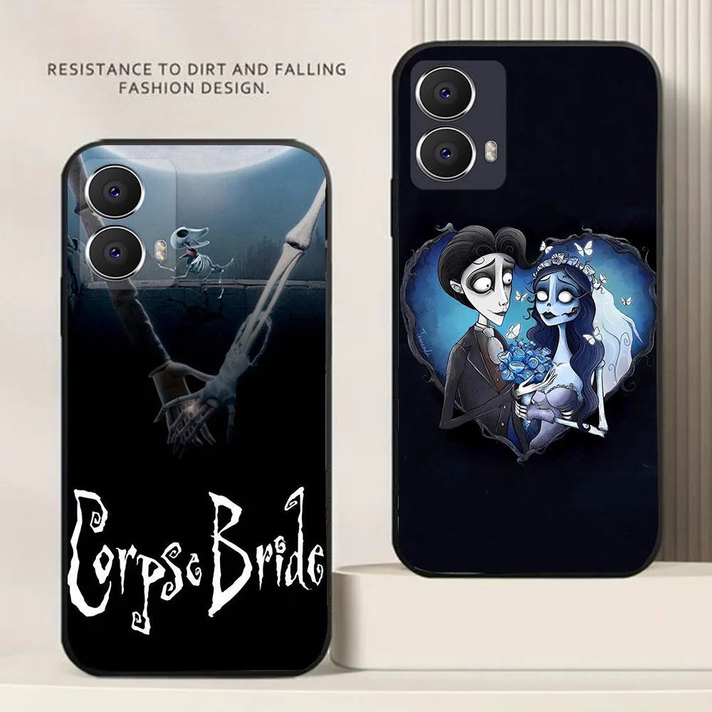 BD-20 funda negra de novia cadáver para Moto G24 G34 G14 G05 E14 G45 G04s E15 G35 G04 - imagen 4