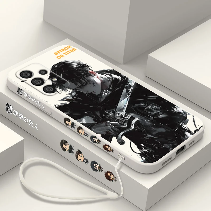 Funda de teléfono Attack On Titan para Samsung, A55, A53, A33, A52, A32, A71, A51, A21S, A35, A25, 5G, cuerda líquida izquierda - imagen 2