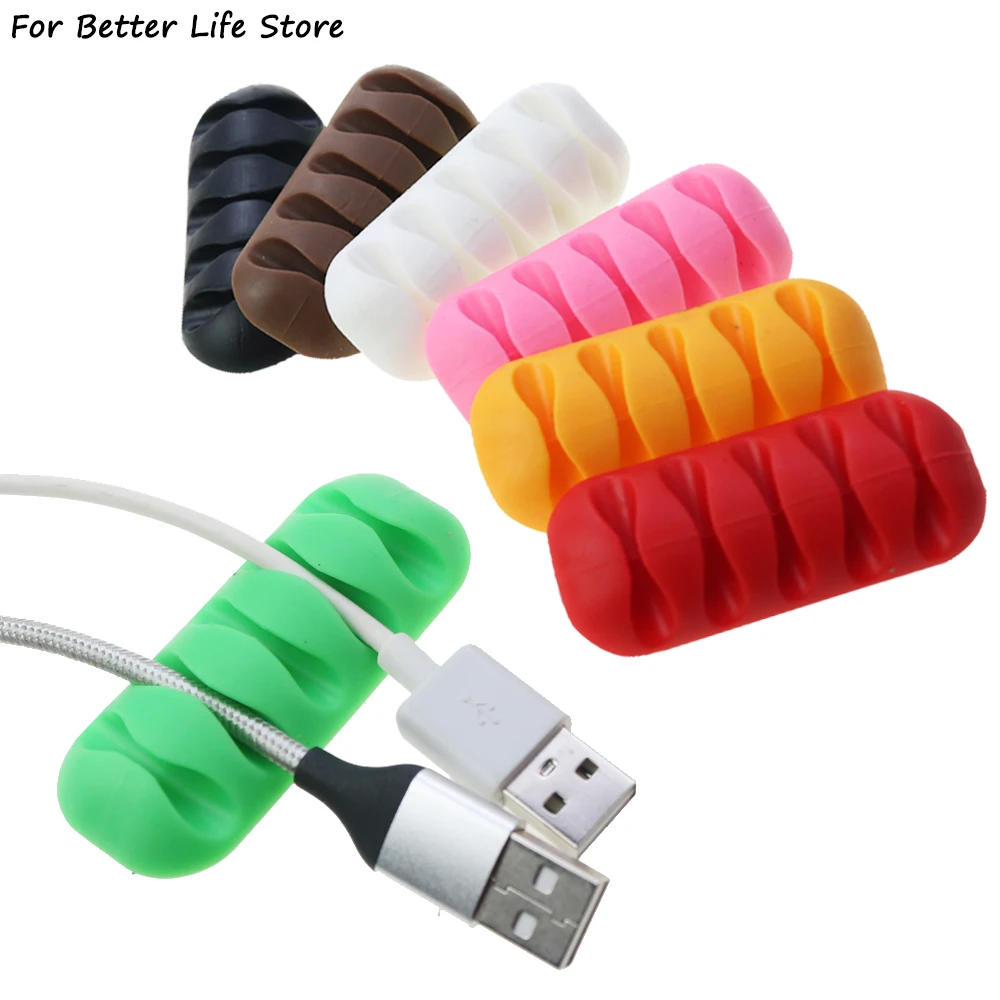 Cargador de Cable de silicona, Clips de fijación de plomo, organizador de cables, bobinador, soporte ordenado de escritorio para auriculares de ratón, 10G, 7 colores, 1 unidad