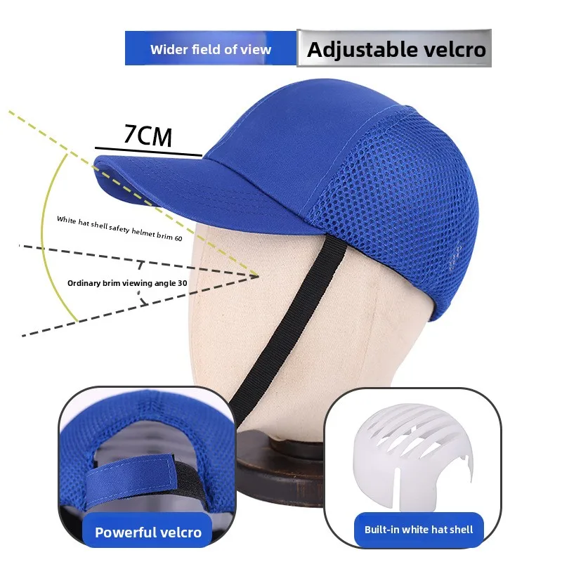 Paño de red de alta visibilidad, casco anticolisión, gorra de seguridad para el trabajo, gorra de béisbol, estilo casco, protección para la cabeza, reparación - imagen 3