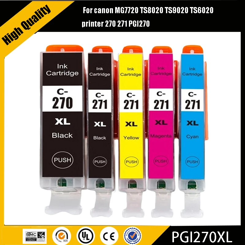 5 uds PGI-270 CLI-271 270xl 271xl cartuchos de tinta compatibles para canon MG7720 TS8020 TS9020 TS6020 impresora 270 271 PGI270 cli271
