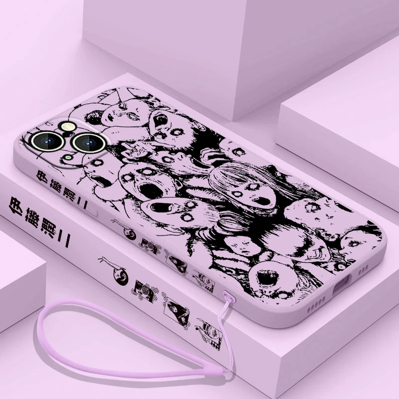 Funda de teléfono Junji Ito Horror Comics para Apple iPhone 15 14 13 12 11 Pro Max Plus 8 7 SE cubierta de capa de cuerda izquierda líquida - imagen 5