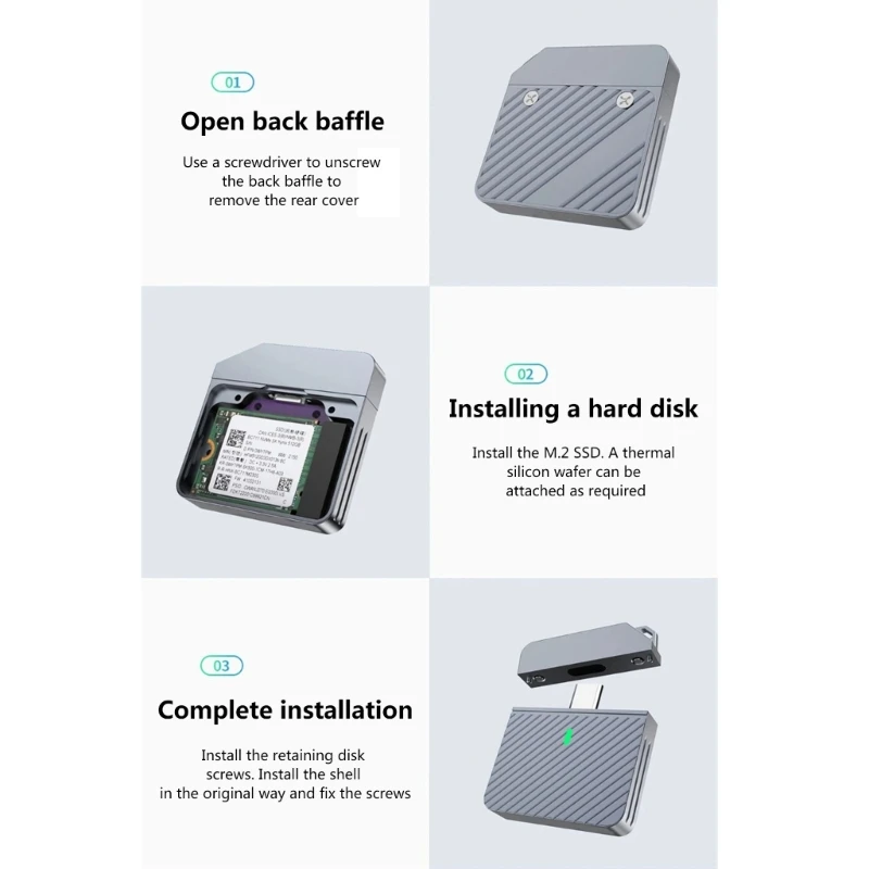 Carcasa de unidad de estado sólido externa ultrarrápida, se conecta cómodamente a dispositivos tipo C para una transferencia rápida de datos - imagen 2