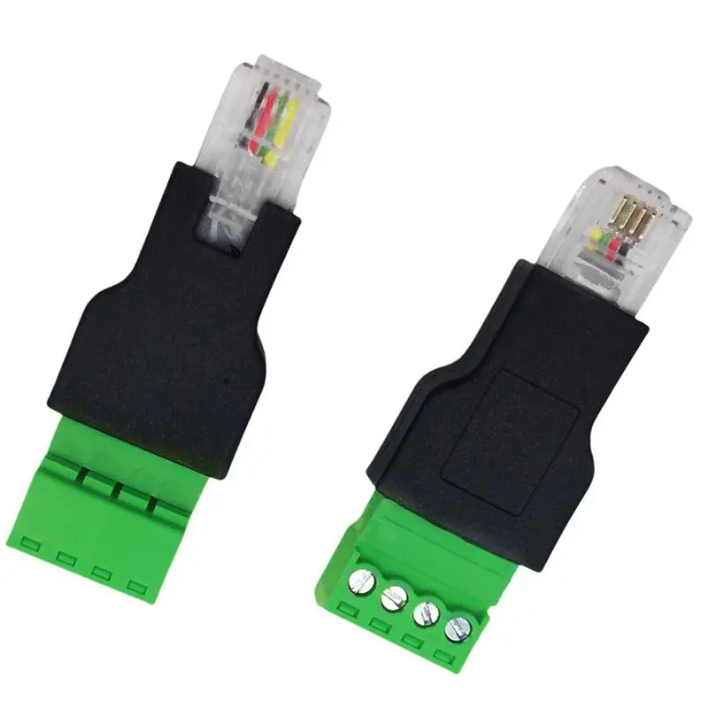 Adaptador de Terminal de tornillo sin soldadura, cabezal de cristal RJ11 6P4C macho a 4P, verde, adecuado para Cables receptores telefónicos - imagen 5