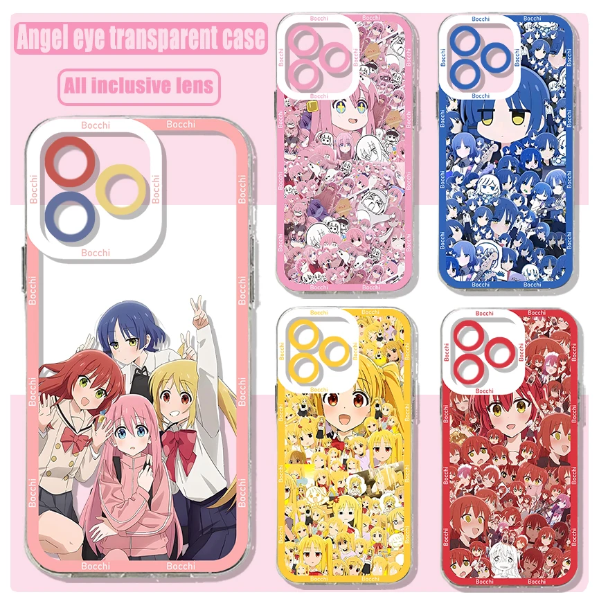 Bonita funda de teléfono Bocchi The Rock para IPhone 16 15 14 13 12 11 Mini Pro Max X XR XSMax 7 8 Plus SE20 cubierta transparente