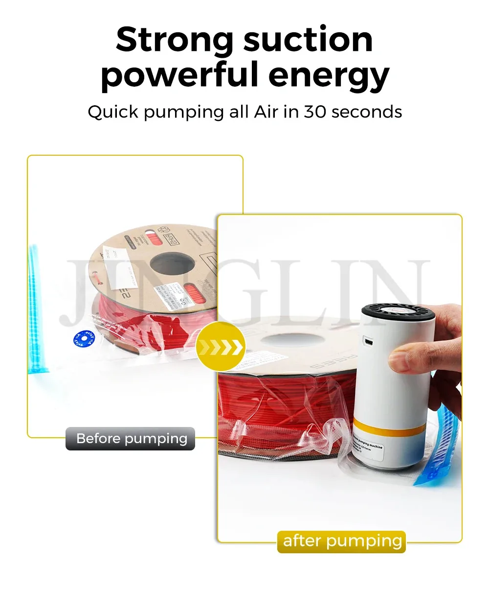 Bomba de aire eléctrica recargable por USB para impresora 3D, bolsa de vacío de filamento, bolsa de almacenamiento de bombeo rápido de una tecla, comprimida automática - imagen 3