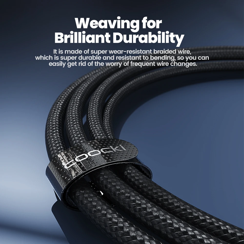 Toocki 100W Dsiplay USB a Cable tipo C 6A carga rápida para ordenador portátil Smasung S23 Huawei P50 Mate 40 Xiaomi Realme Cable de datos USB - imagen 5