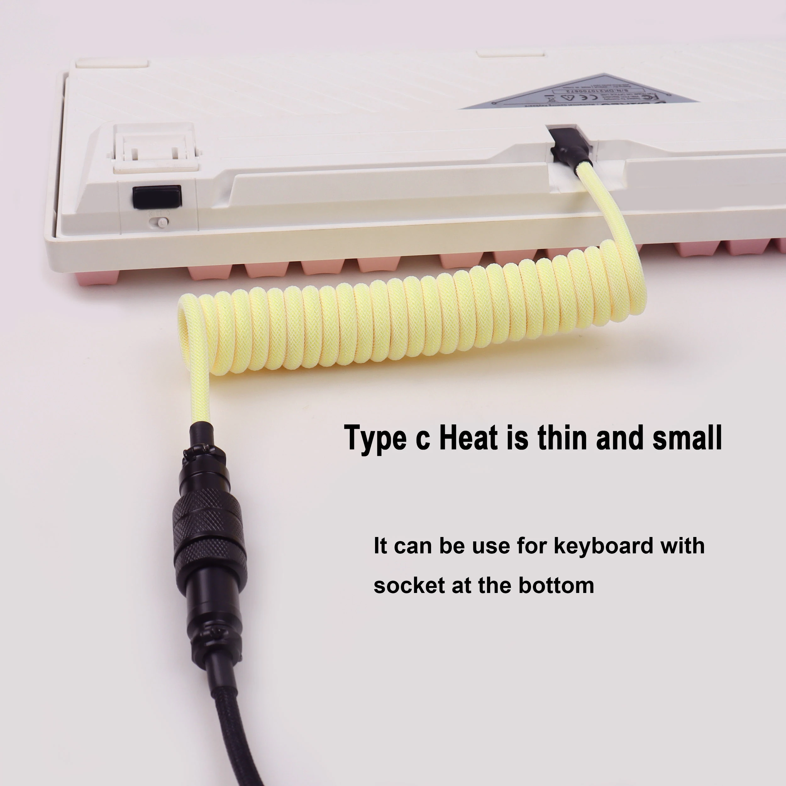 LANO USB A a tipo C para teclado mecánico para jugar, Cable de doble manga con Cable de alimentación en espiral de aviador desmontable GX16 - imagen 5