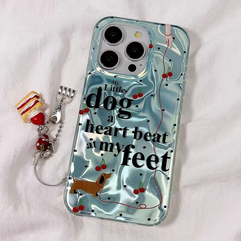 Funda de perro cereza de lunares verde menta para POCO M6 X5 X6 M5S M4 M5 X3 Pro Xiaomi Mi 14T 13T Pro 11 Lite Bowknot Girl