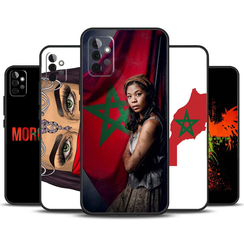 Funda con bandera de Marruecos para Samsung Galaxy A52 A72 A13 A33 A53 A14 A24 A34 A54 A15 A25 A51 A71 A12 A32