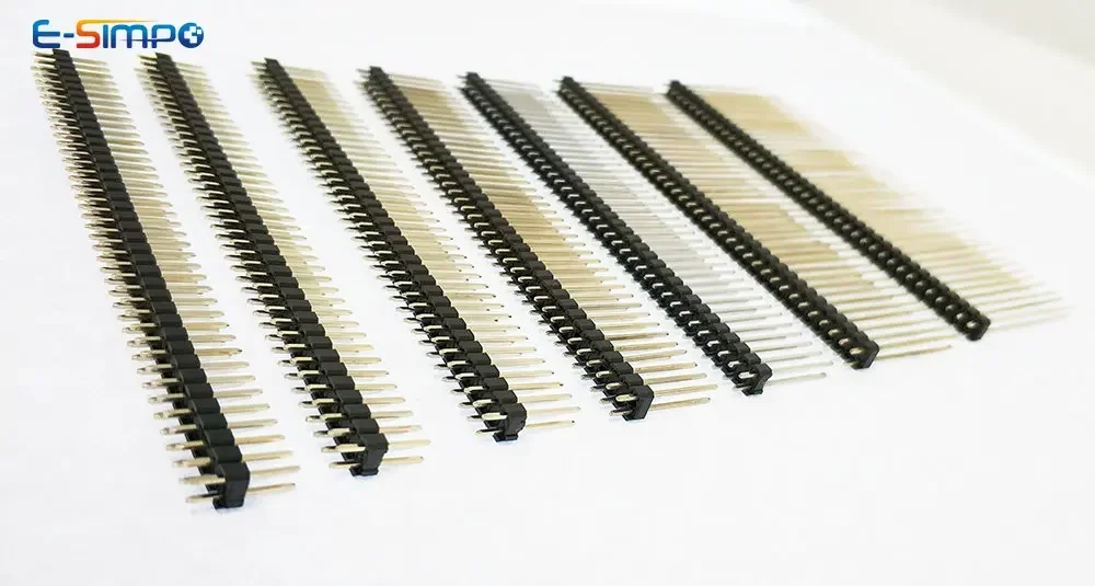 5 uds 2,54mm cabezal de Pin doble fila de plástico único 2X40P L8.5/9.5/11.4/13/15/21/25/30mm espaciador de tablero dorado recto Berg macho - imagen 4