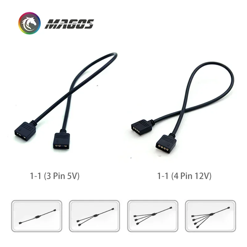 30 CM, Cable de extensión de transferencia ARGB HUB para placa base ASUS GIGABYTE MSI 12V 4Pin RGB/5V 3Pin SYNC - imagen 4
